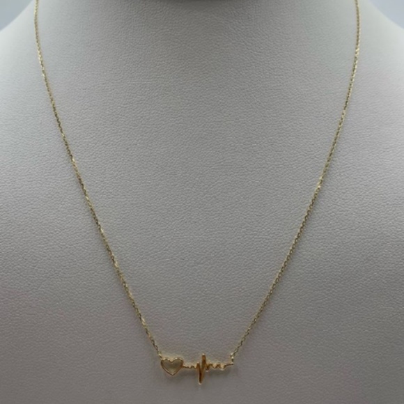 10K Yellow Gold Heartbeat Necklace, 16″ + 1″ Extension - Picture 3 of 3